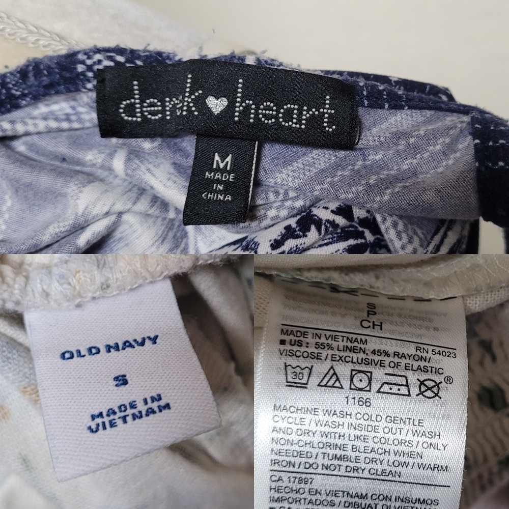 Lot Jumpsuits Derek Heart Blue Tropical Tie-Waist Old Navy Floral Linen S-M - Picture 16 of 16